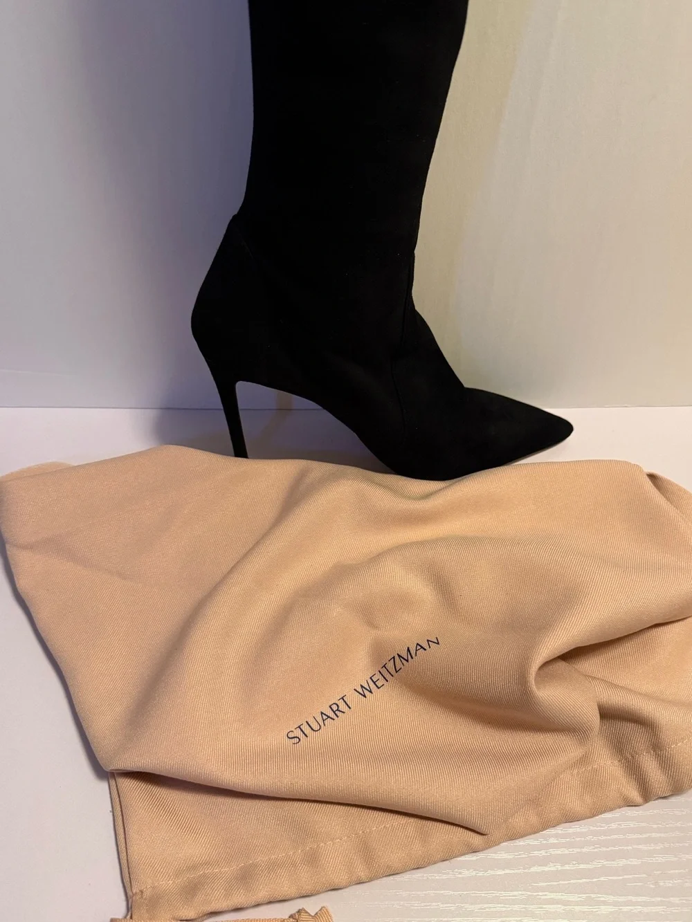 Stuart Weitzman UltraStuart 100 Stretch Over-the-Knee Boots – Black Suede